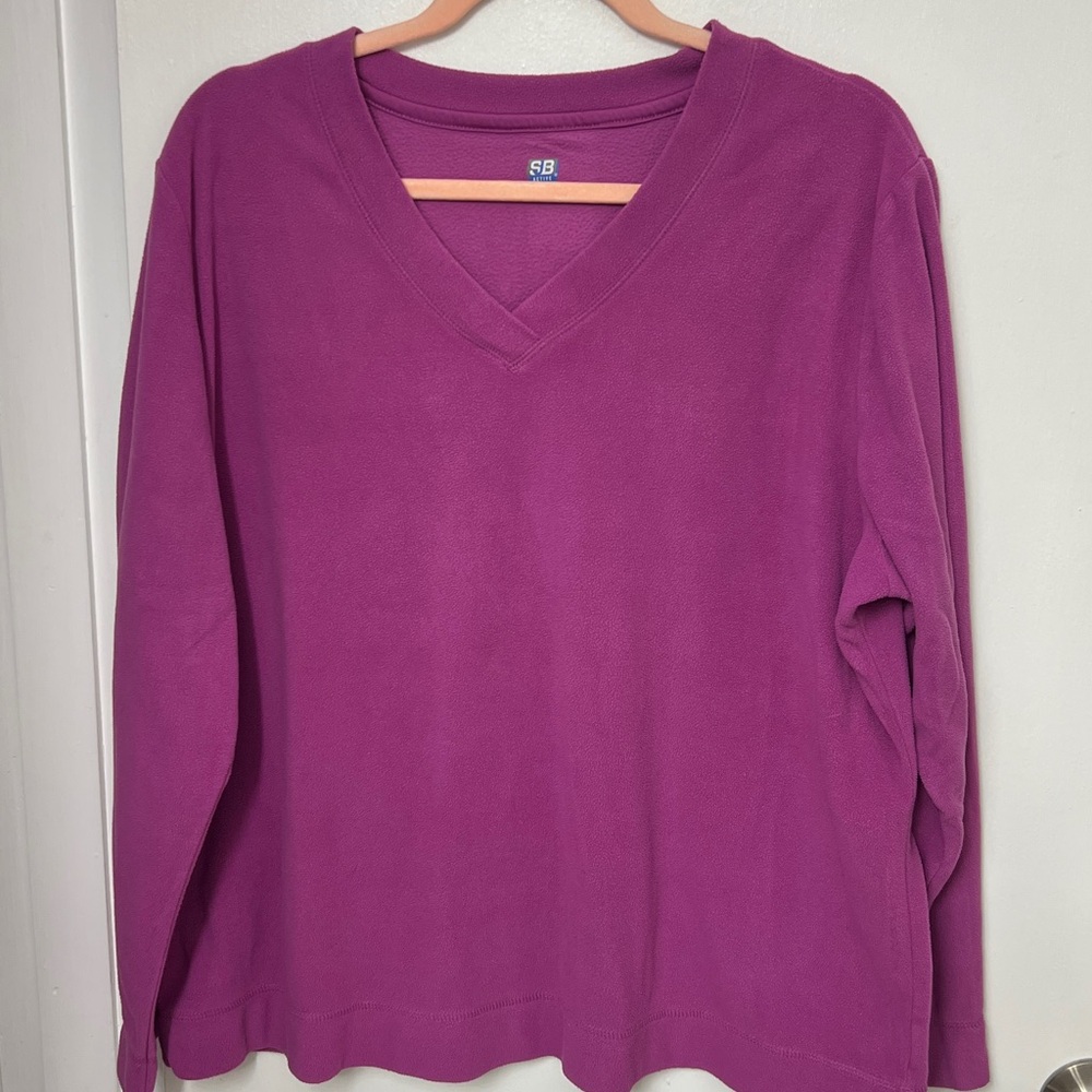SJB Active, Women’s Long Sleeved V-neck fleece, Fushia, Sz. XL, GUC